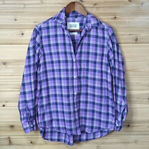 Grayson Top Womens Small Purple Plaid The Hero Shirt Button Down Blouse